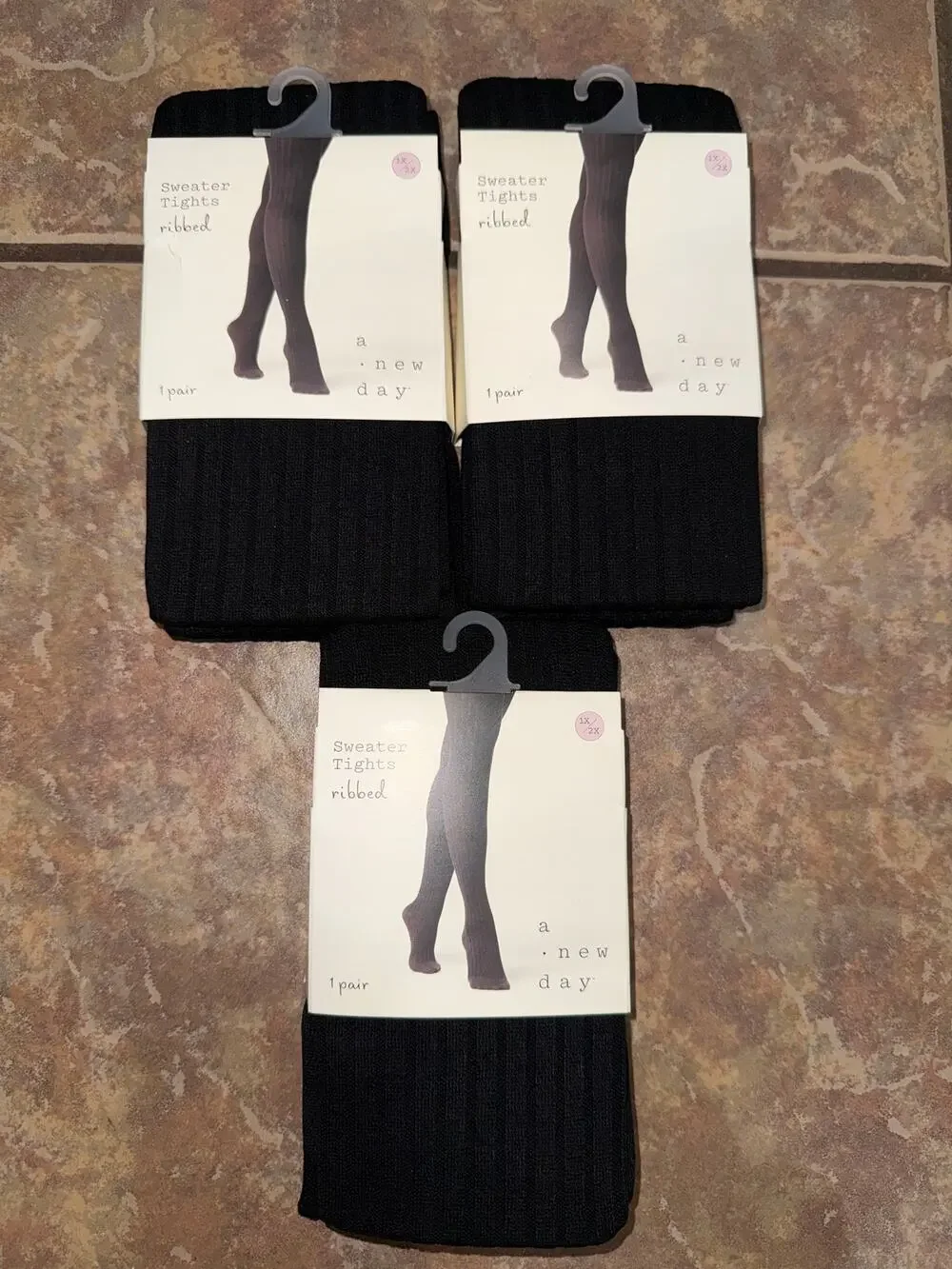 [Lot of 3] A New Day Ribbed Black Sweater Tights 1X/2X Cozy Winterwear